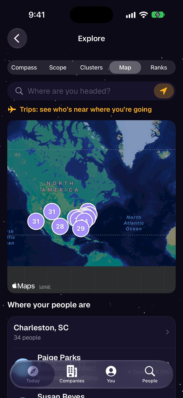 A map of where the people you know are.